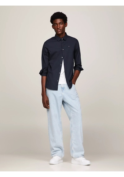 Tommy Hilfiger Tjm Orıgınal Stretch Shırt Casual Shirts Siyah
