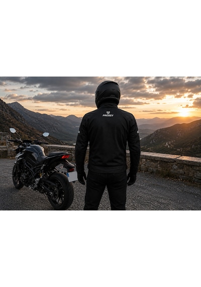 Prosev Dacron Motosiklet Montu Yazlık Fileli Dayanıklı File Motorcu Mont Black