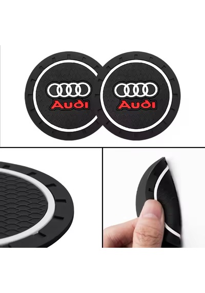 Siyah Silikon Bardak Altlığı Audi İle Uyumlu A1 A3 A4 A5 A6 Q5