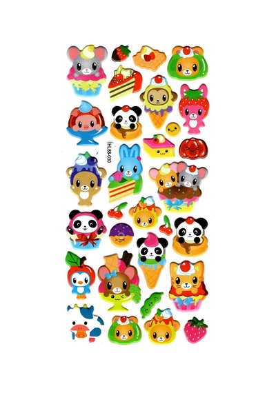Sticker Kabartmalı Stiker Defter, Planlayıcı Etiket Hl88-030 - 17x9 Cm - Sevimli Hayvan Dondurma