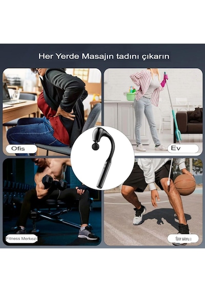 U Şeklinde Derin Doku, Boyun Ve Omuz Sırt Bel Uzatılmış Sap Masaj Tabancası Masaj 4 Başlık Ve 5 Mod Siyah