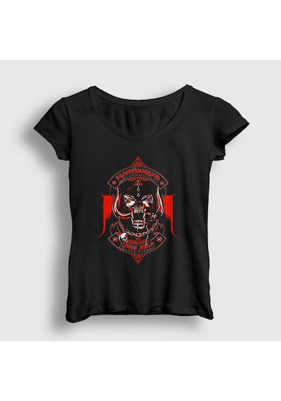 Presmono Kadın England V2 Motörhead T-shirt Siyah