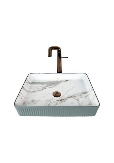 Marmo 50 Cm Mat Gri Calacatta Tezgah Üstü Çanak Lavabo Renkli