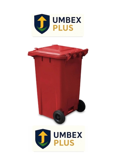 Umbex Plastik Çöp Konteyneri 240 Litre Konteyner - A+ Isıya Dayanıklı Malzeme - Kırmızı