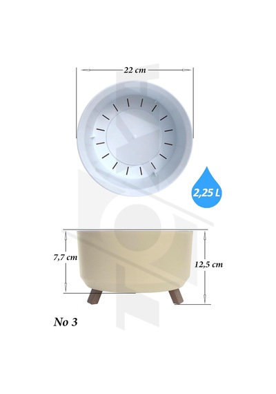 Tripot Saksı Krem, 2.25 Litre