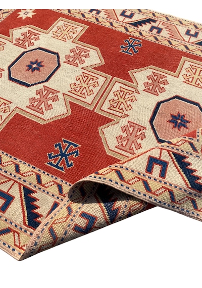 El Dokuma Eskitme Milas Halısı 130x190 Vintage Krem Yün Halı KREM