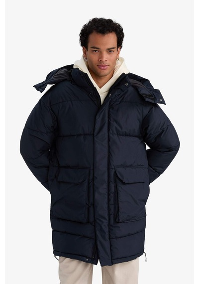 Defacto Su İtici Kapüşonlu Parka Mont F5724ax25cwnv64 Lacivert-nv64