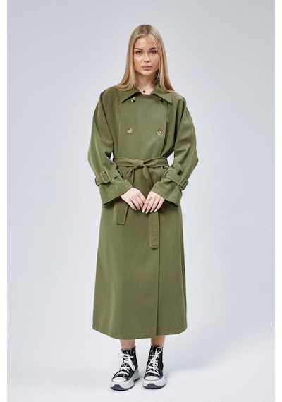 Kadın Oversize Kuşaklı Trençkot Haki