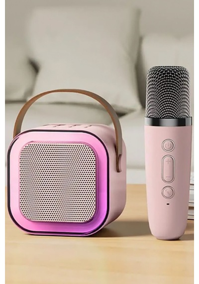 Rgb Ledli Karaoke Mikrofonlu Bluetooth Hoparlör Şirin Hoparlör Karaoke Set