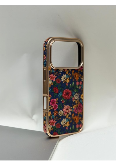 Efcase Apple iPhone Uyumlu 17 Pro Tuval Kılıf - Egzotik Lotus Desenli Sanatsal Koruyucu 08