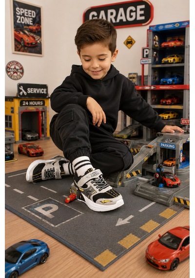 Mini Bonito Erkek Çocuk Ortopedik Garaj Tabanlı Spor Ayakkabı Çift Metal Arabalı Tasarım Gri Mini Bonito Erkek Çocuk Ortopedik Garaj Tabanlı Spor Ayakkabı Çift Metal Arabalı Tasarım Gri