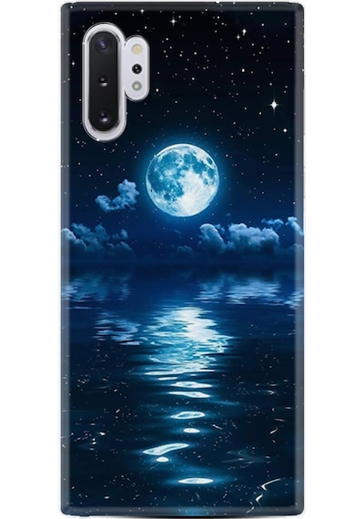 Samsung Uyumlu Galaxy Note 10 Plus Kılıf Silikon Night Moon 1133