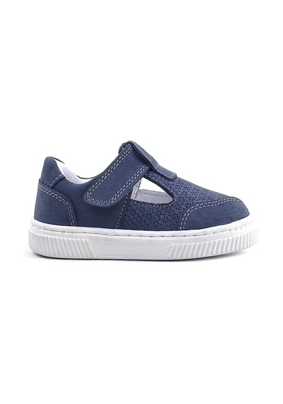 Rakerplus Bheem Hakiki Deri Lacivert Nubuk Cırtlı Bebek Sneaker Sandalet Lacivert