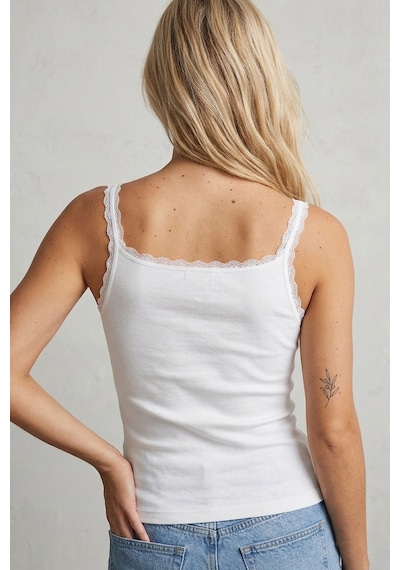 Siyah İnci 3'lü Paket %100 Pamuklu Askılı Dantelli Örme T-shirt Atlet 1008 Siyah Beyaz Ten