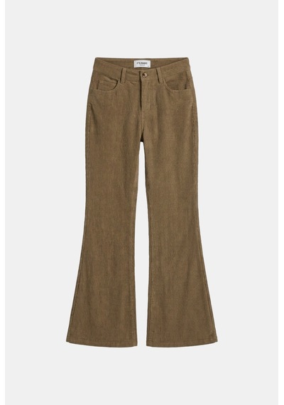 Kadın Sütlü Kahve Flare Fit Velvet Kadife Kumaş Pantolon Gri