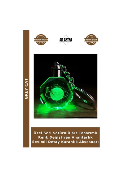 Özel Seri Satürnlü Kız Tasarımlı Renk Değiştiren Anahtarlık Sevimli Detay Karanlık Aksesuarı