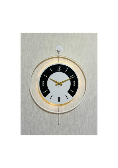 Pey Aksesuar 50x70 Cm Metal Ahşap Ve Işığın Muhteşem Uyumu Duvar Saati Dekoratif Ahşap-m54-beyaz-beyaz-siyah-siyah