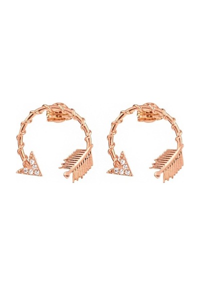 Masaliko Ok Gümüş Küpe Sb1364, 925 Ayar Gümüş Küpe, Altın Kaplama, Minimal Şık Küpe, Trend Gümüş Küpe - Çift / Rosegold Gümüş