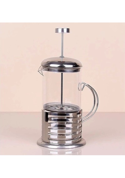 Çelik Kulplu Cam French Press - 350 Ml Gümüş
