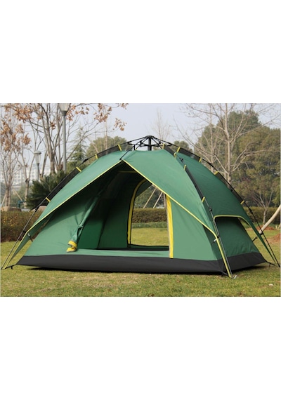 And Outdoor Çift Katman 4 Kişilik Otomatik Kamp Çadırı Koyu Yeşil