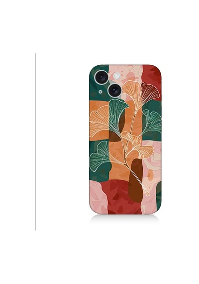 Apple Uyumlu iPhone 15 Plus Soyut Yapraklar Desenli Silikon Kılıf Silikon