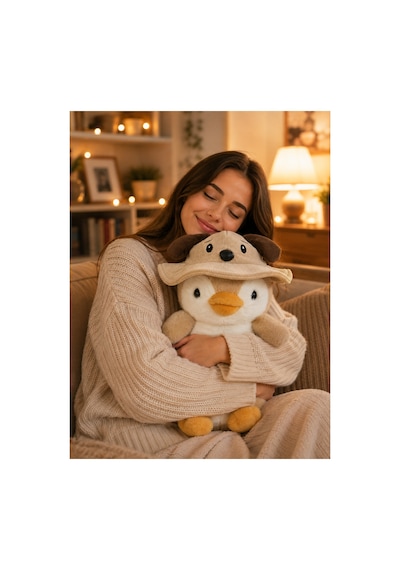 Yumuşacık Sevimli Büyük Boy Penguen Peluş Oyuncak 35 Cm Bej