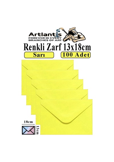 Sarı Zarf 13x18 Cm 100 Adet Sarı Mektup Zarfı Davetiye Zarfı Kartpostal Çekiliş Hediye Zarfı