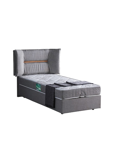 Setaymobilya Baza, Lizbon Tek Kişilik Baza + Başlık + Comfort Yatak, Gri