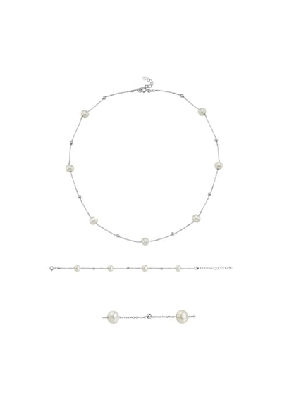 Brezza Lusso Jewelry Special Hakiki İnci Kadın Gümüş Kolye Bileklik İnci Set