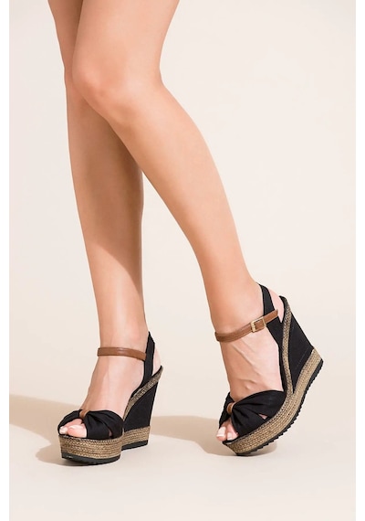 Fox Shoes Siyah Kadın Dolgu Topuklu Ayakkabı 9674071005 Siyah