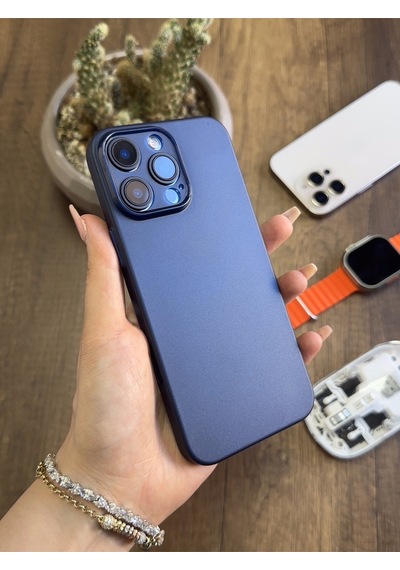 Apple iPhone 13 Pro Max Uyumlu Süper İnce Mat Ultra Thin Silikon Kılıf Lacivert