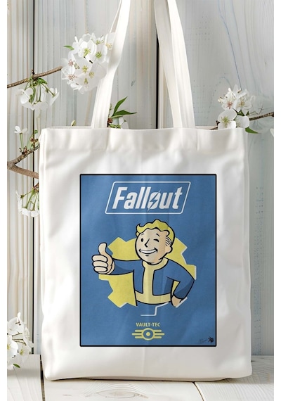Art Hediye Fallout Oyun Baskılı Omuz Çanta Kişiye Özel Model 4 Çok Renkli