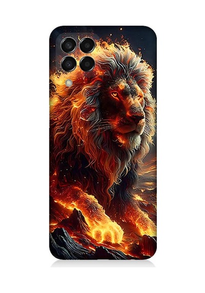 Samsung Galaxy M33 Uyumlu Alev Aslanı Desenli Silikon Kılıf