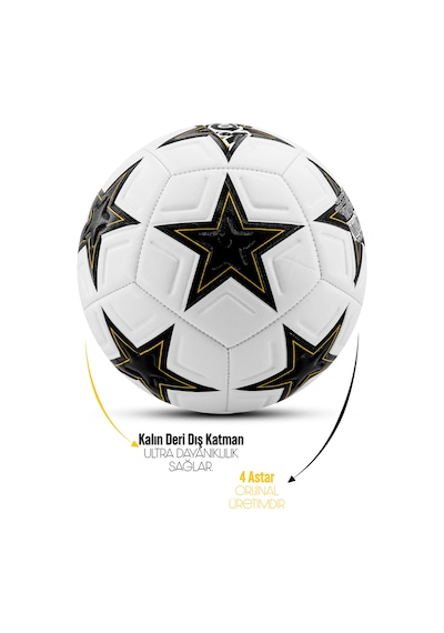 3lü Set Futbol Topu Tekmelik Şampiyonlar Ligi Pompalı Sert Zemin Halı Saha Futbol Topu New Black No5 Siyah