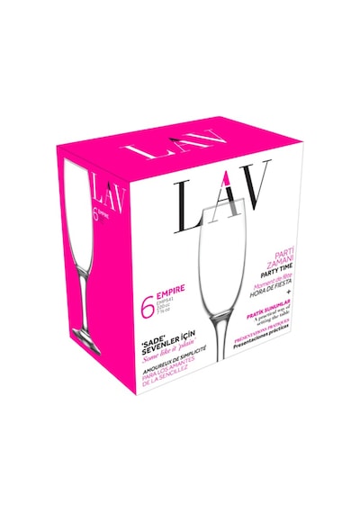 Lav Empire Cam Şampanya Kadehi 6'lı 220 ml Ayaklı (Kahve Yanı Su/Kokteyl Bardağı)