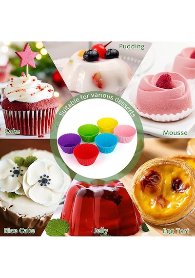 Muffin Silikon Mini Kek Kalıbı-24 Adet Muffin Kapsül Renkli Yanmaz Yapışmaz