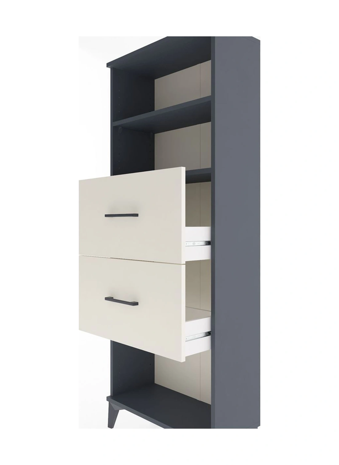 Arges Dolap 2 Raflı 2 Çekmeceli 60x30x163 Antrasit-aytaşı Antrasit