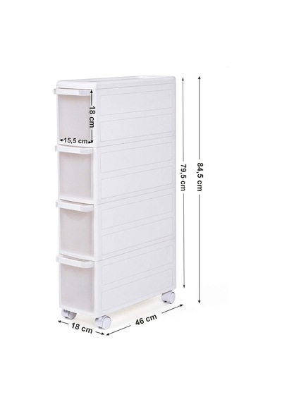 Songmıcs 4 Çekmeceli Raf, 4 Katlı 2 Ayrı Parça Kullanım, Mutfak Rafı Banyo Raf Standı Tekerlekli Niş Raf 84,5 Cm Diğer