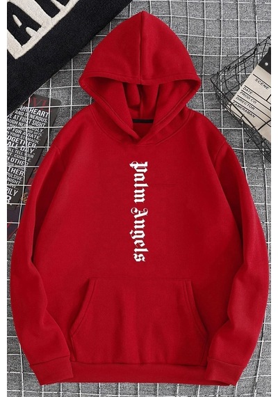 Uyguntarz Unisex Palm Angles Baskılı Sweatshirt Kırmızı