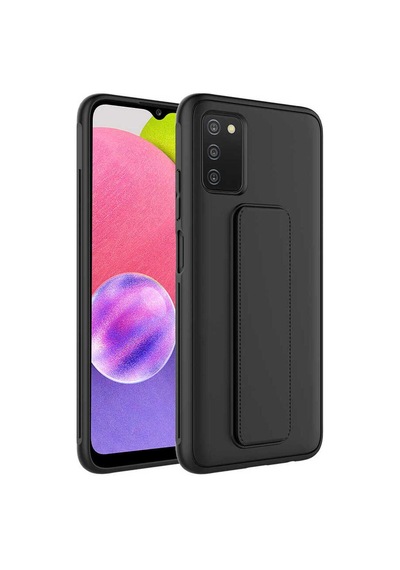 Galaxy A03s Kılıf Zore Qstand Kapak Siyah