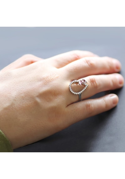 Zirkon Taşlı Pembe Mineli Damla Model Kelebek Tasarım 925 Ayar Gü (531212667)