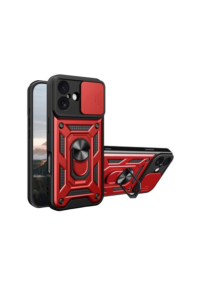 Newface Apple Uyumlu iPhone 17 Pars Lens Yüzüklü Silikon - Kırmızı Kırmızı