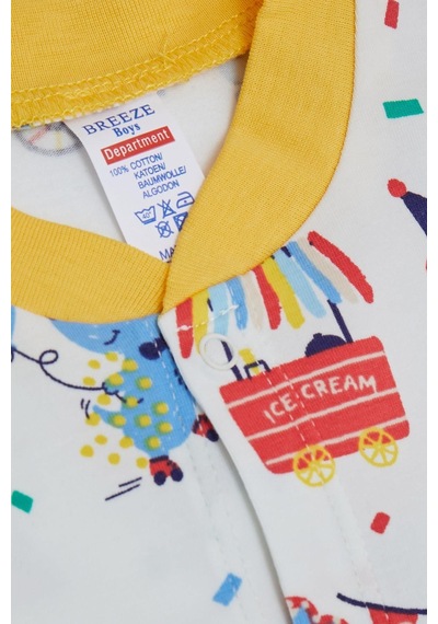 Breeze Erkek Bebek Patikli Tulum Sirk Temalı 0-6 Ay, Beyaz-beyaz Beyaz