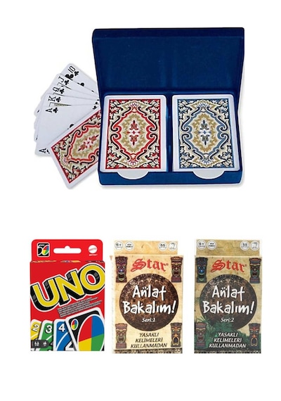 Angora Kem Plastik İskambil Oyun Kağıdı, Uno, Anlat Bakalım