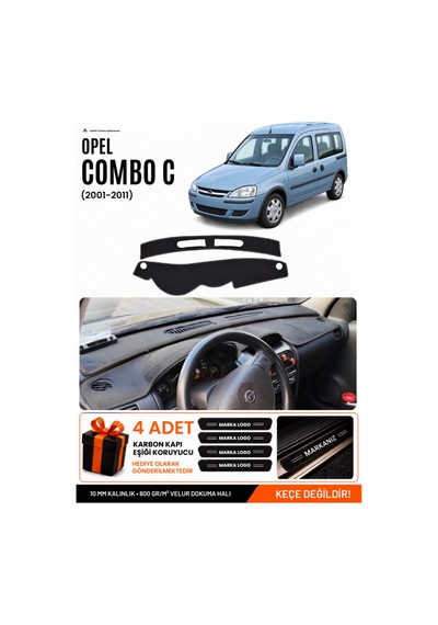 Opel Combo C 2001-2011 Uyumlu Torpido Koruma, Torpido Örtüsü, Torpido Kılıfı - Siyah