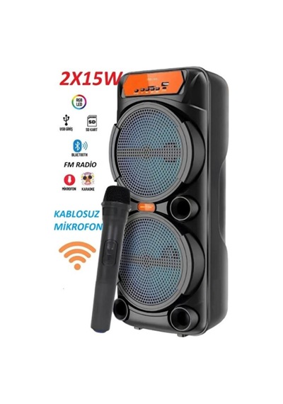 30w Kablosuz Mikrofonlu Karaoke Hoparlör Şarjlı Taşınabilir Bluetooth Speaker