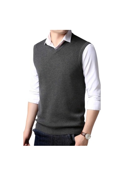Tezzgelsin 3'lü Erkek V Yaka Triko Tüylenmez Süveter Erkek Slim Fit Süveter Bordo - Füme - Siyah