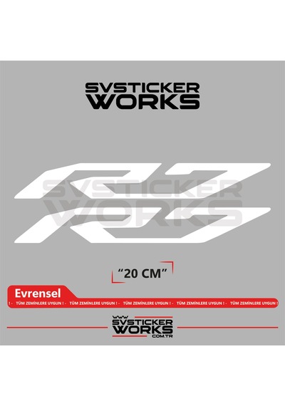 Yamaha R7 Uyumlu Yazı Sticker Yüksek Kalite Özel Kesim Folyo 2'li Set Beyaz