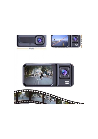 2 İnç Ips Ekranlı 1080p Full Hd 3 Kameralı Araç İçi Kamera Sistemi Ön İç Arka Kamera, 64gb Hafıza