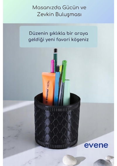 Kalemlik Masa Kalemliği Organizer Kalemlik Siyah Renk Model 87 Çok Renkli